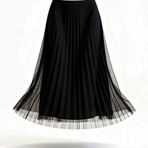 Banana Republic Black Pleated Tulle Midi Skirt | Size 0